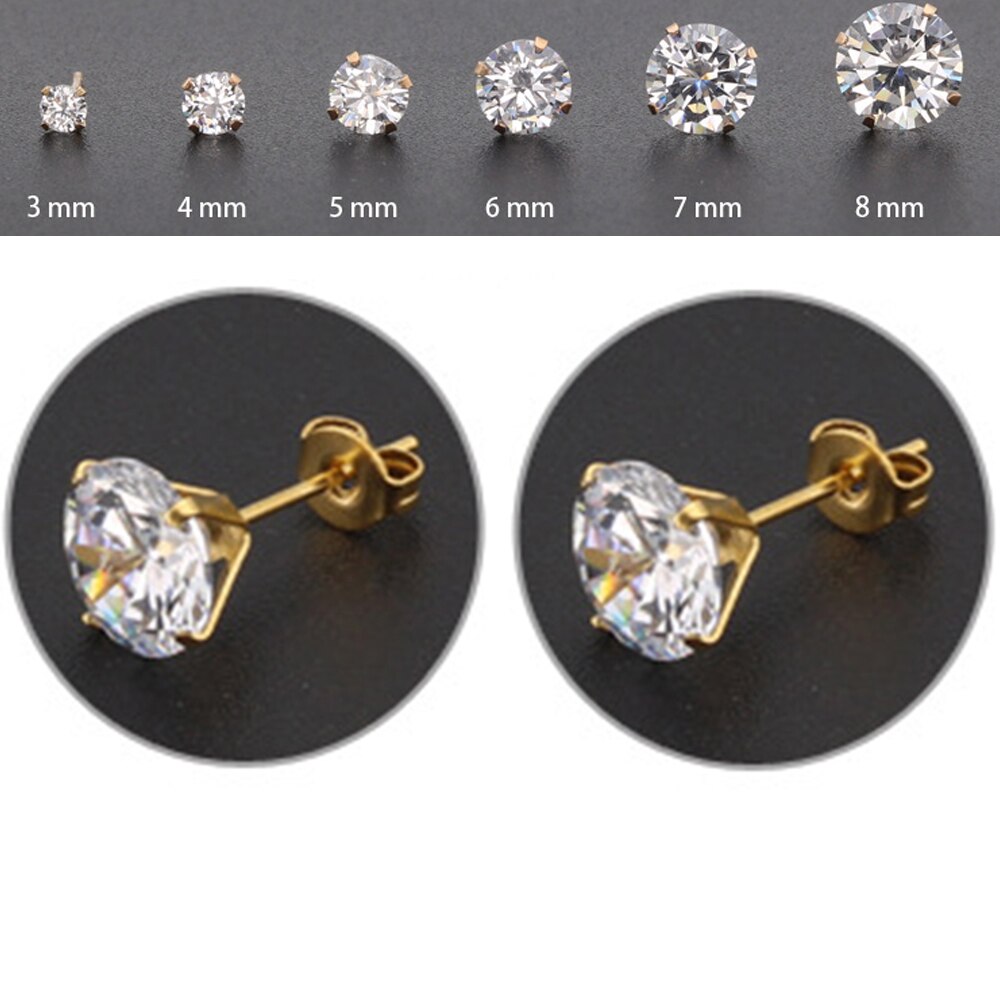 1 Pair Medical Stainless steel Ear Studs Earrings For Women 4 Prong Tragus Cartilage Piercing Jewelry