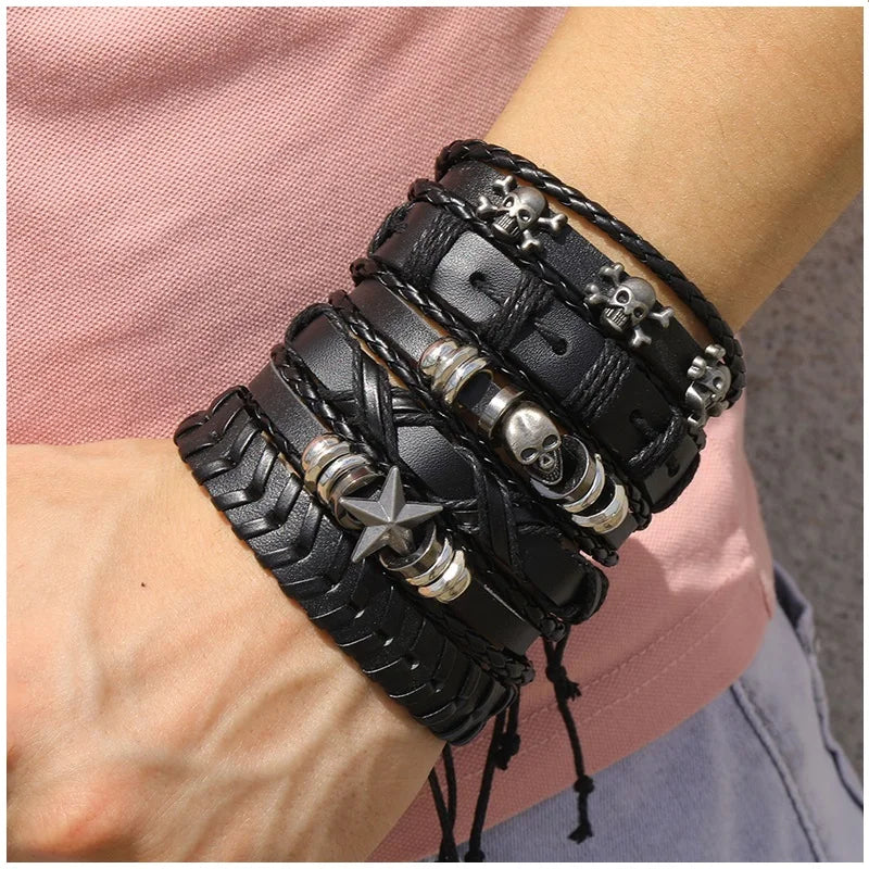 Rock Gothic Multilayer Leather Bracelet - Jeglowstore