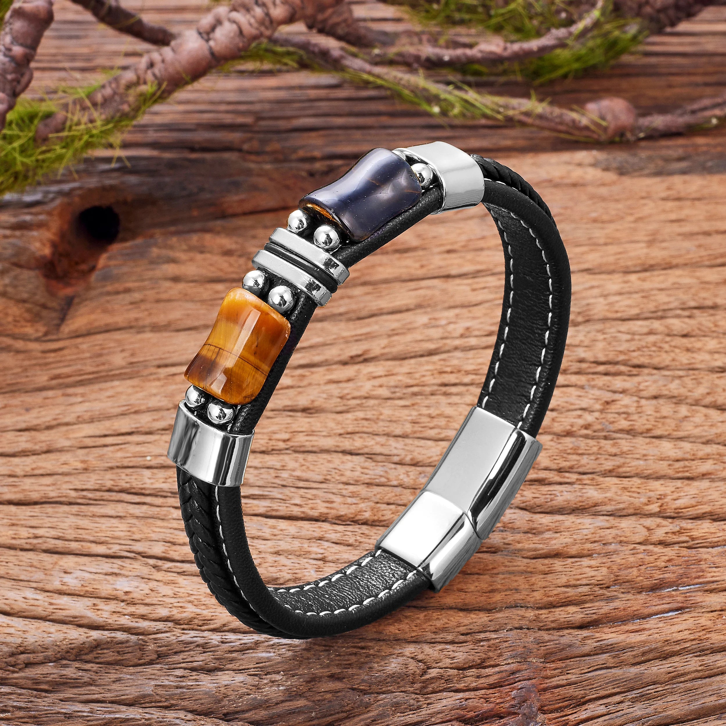 Geometric Tiger Eye Men’s Bracelet - Jeglowstore