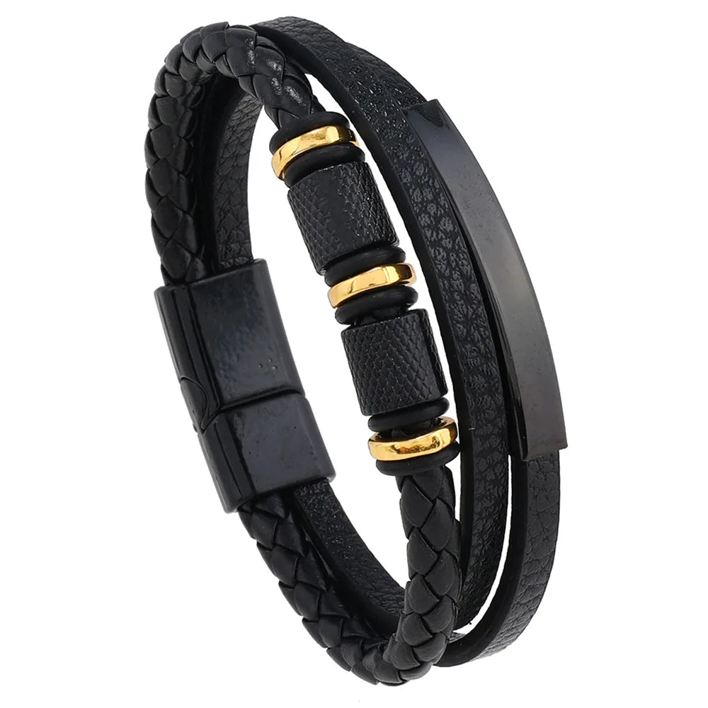 Multilayer Braided Leather Men’s Bracelet - Jeglowstore