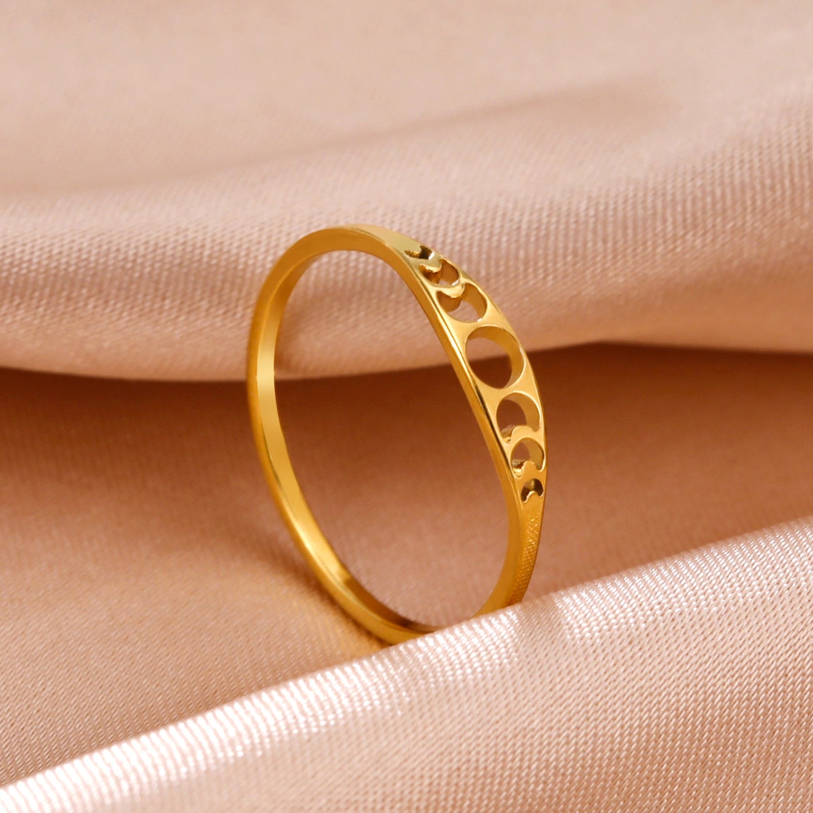 Skyrim Moon Phase Ring Stainless Steel Crescent Moon Women Rings 2023 Witch Amulet Jewelry Gift for Lover Friends Wholesale