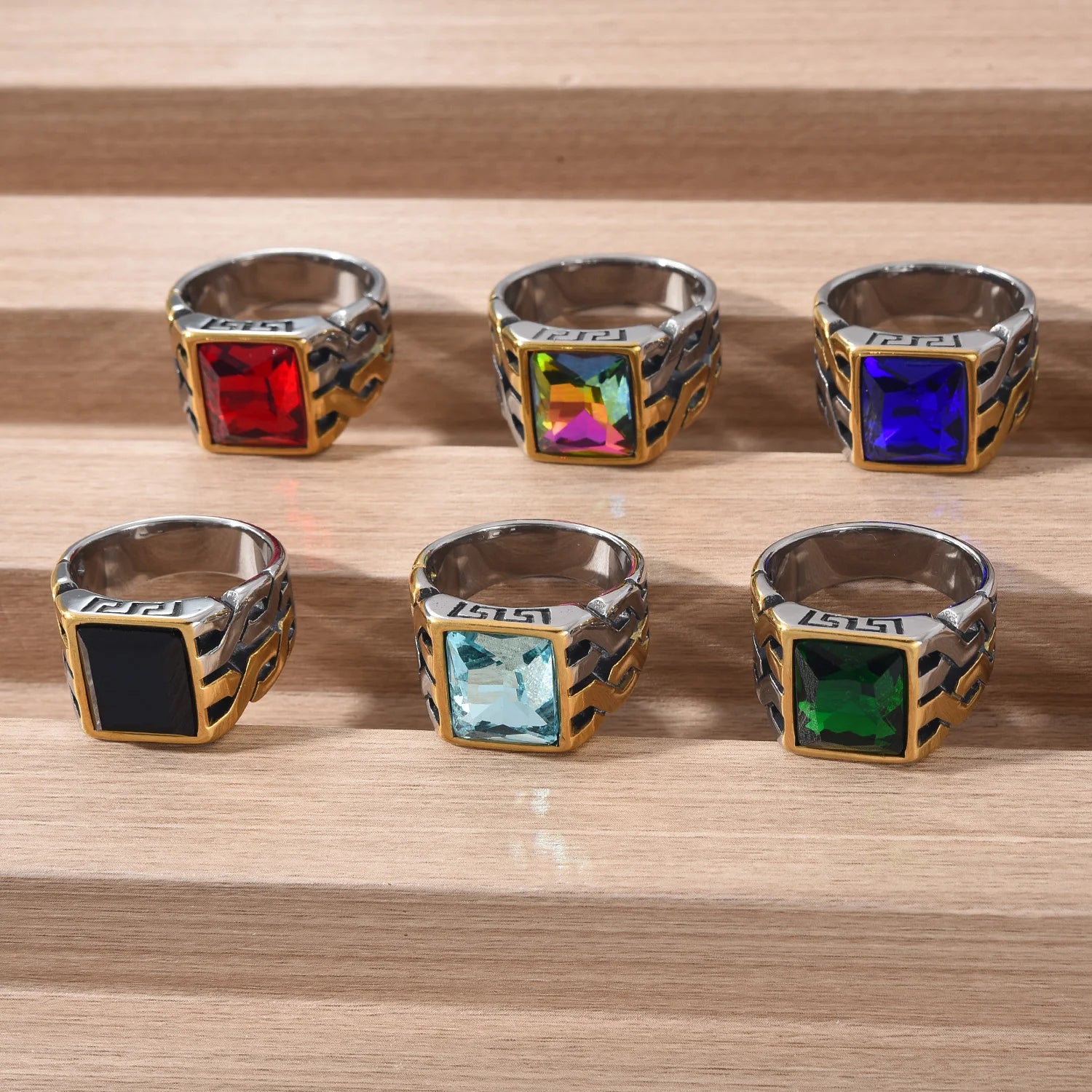 A3506 Gold plating Men's High Quality 316LStainless Steel Onyx Watchband Rings Classic Fashion Trend Jewelry Product - Jeglowstore