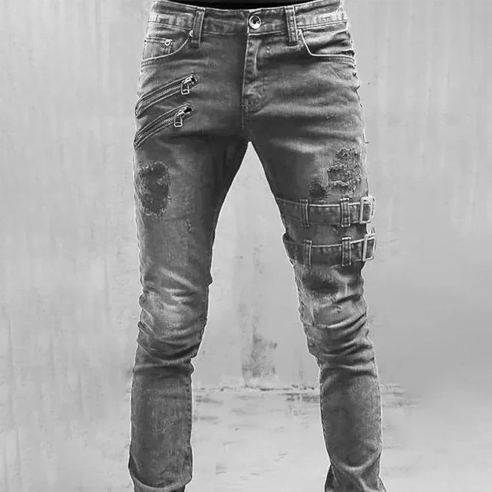 Men’s Fashion Straight Zipper Jeans - Jeglowstore
