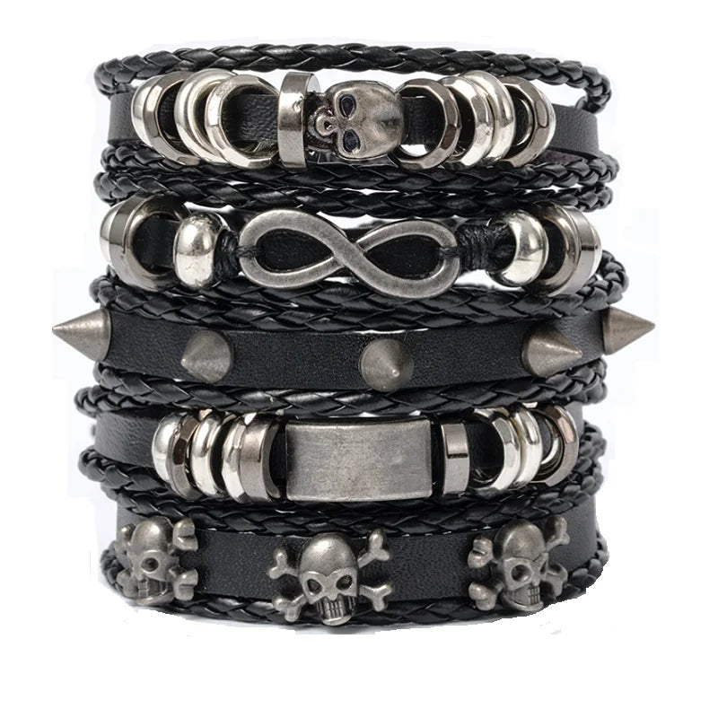 Rock Gothic Multilayer Leather Bracelet - Jeglowstore