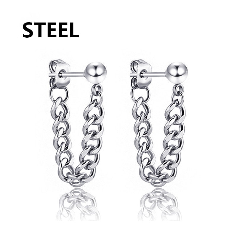 2pc korean Fashion Cross feather Stud Earrings Punk Rock Style For Women men High Quality Stainless steel Hiphop Ear Jewelry