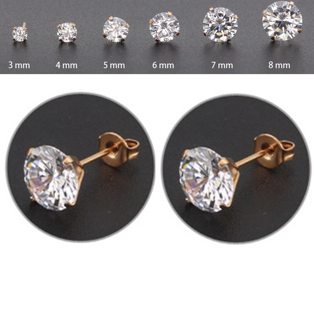 1 Pair Medical Stainless steel Ear Studs Earrings For Women 4 Prong Tragus Cartilage Piercing Jewelry