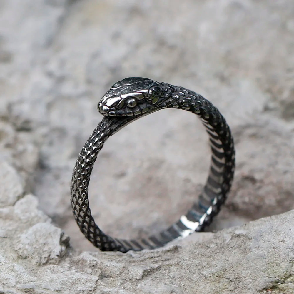 Men’s Viking Snake Head Stainless Steel Ring - Jeglowstore