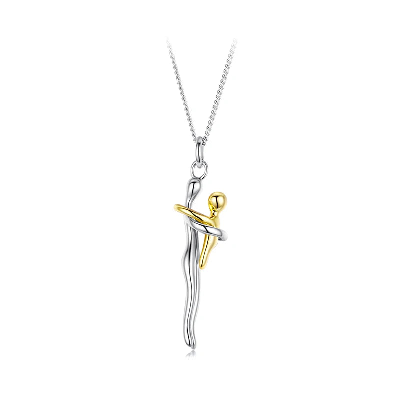 Two-Tone Mom & Child Sterling Silver Necklace - Jeglowstore