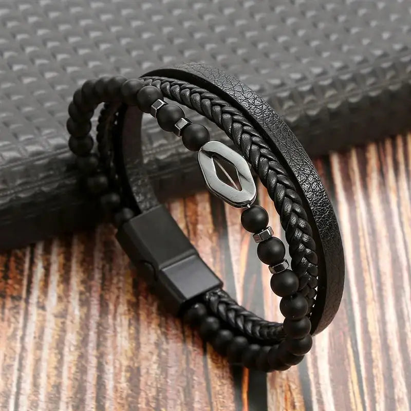 Men’s Classic Handwoven Leather Bracelet - Jeglowstore