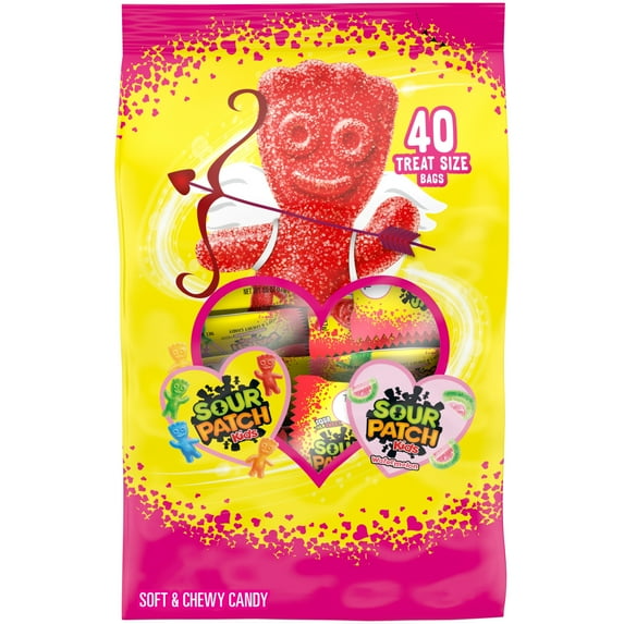 SOUR PATCH KIDS Original and Watermelon Valentines Day Candy Variety Pack, 40 Snack Packs