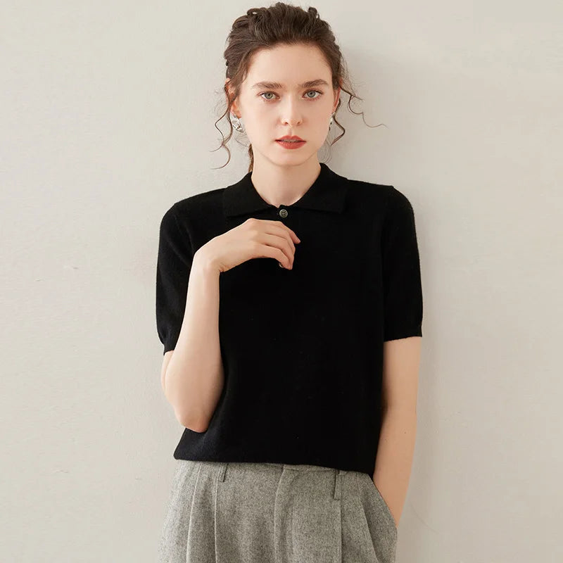 Women’s Cashmere Polo T shirt