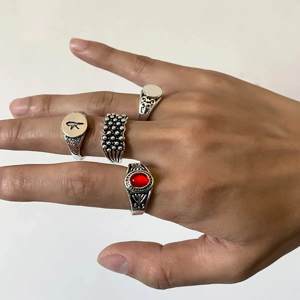 Retro Wide Stainless Steel Rings - Jeglowstore