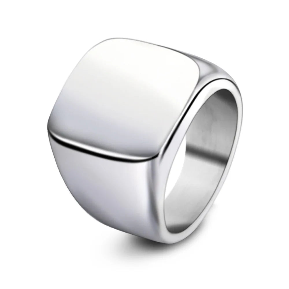 HNSP 14mm Square Stainless Steel Signet Ring - Jeglowstore