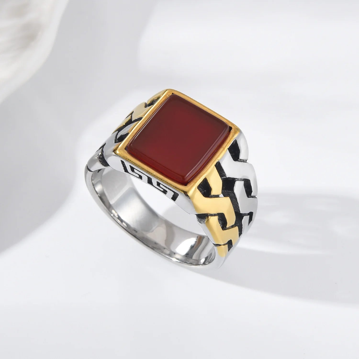 A3506 Gold plating Men's High Quality 316LStainless Steel Onyx Watchband Rings Classic Fashion Trend Jewelry Product - Jeglowstore