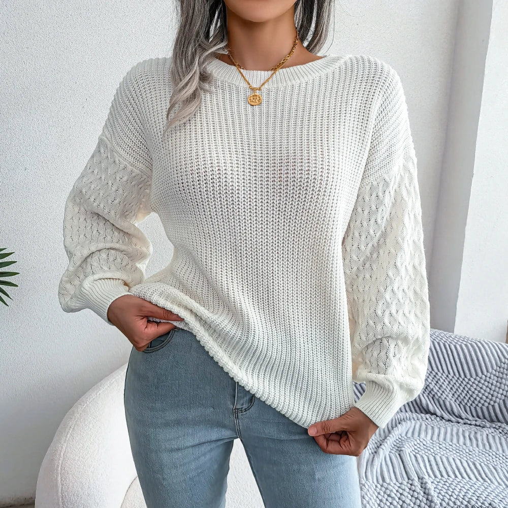 Women’s Fashion Lantern Sleeve Sweater - Jeglowstore