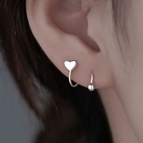 2Pcs Stainless Steel Piercing Screw Ball Star Heart Ear Bone Rotating Wave Mini Stud Earrings for Women Personality Adjustable