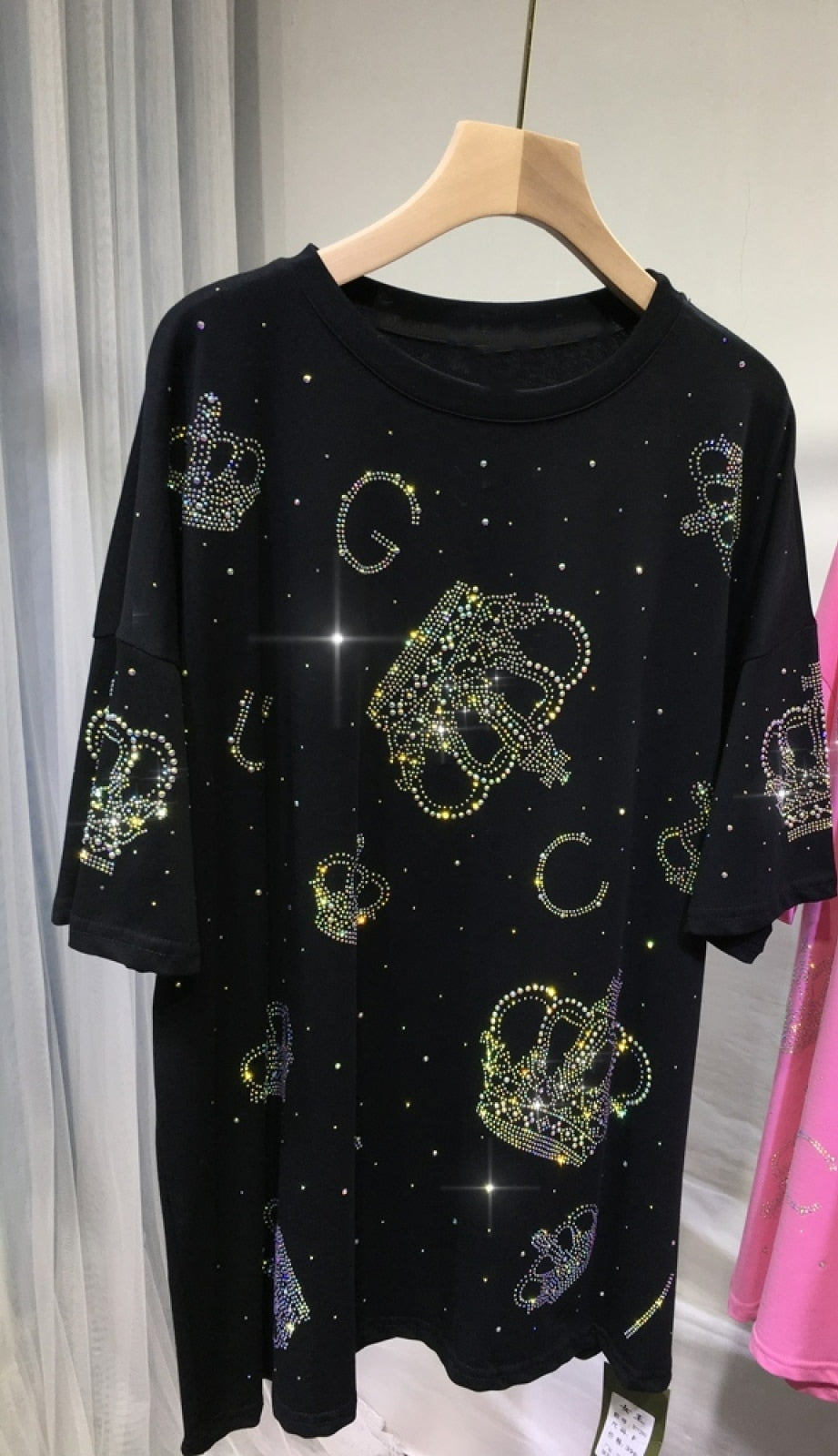 L-4XL Plus Size Tops Rhinestone Graphic T-shirt