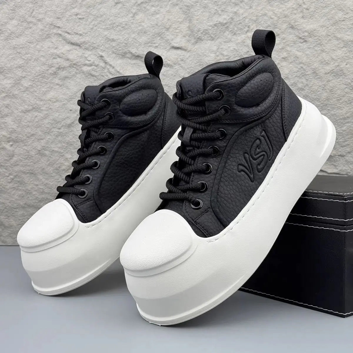 Men’s High-Top PU Leather Platform Sneakers - Jeglowstore