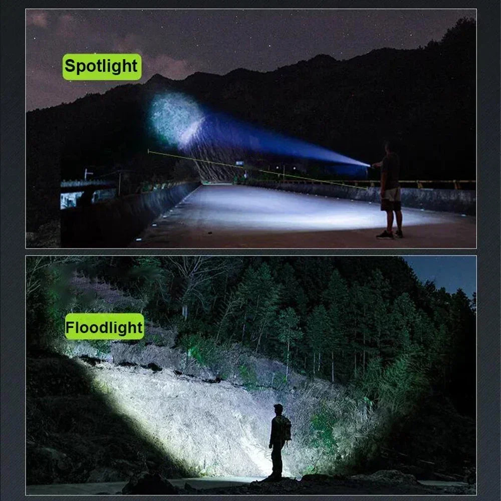 Super Bright LED Flashlight USB Rechargeable Flashlights with Tactical Zoom High Power Spotlight Outdoor Camping Fishing Torch