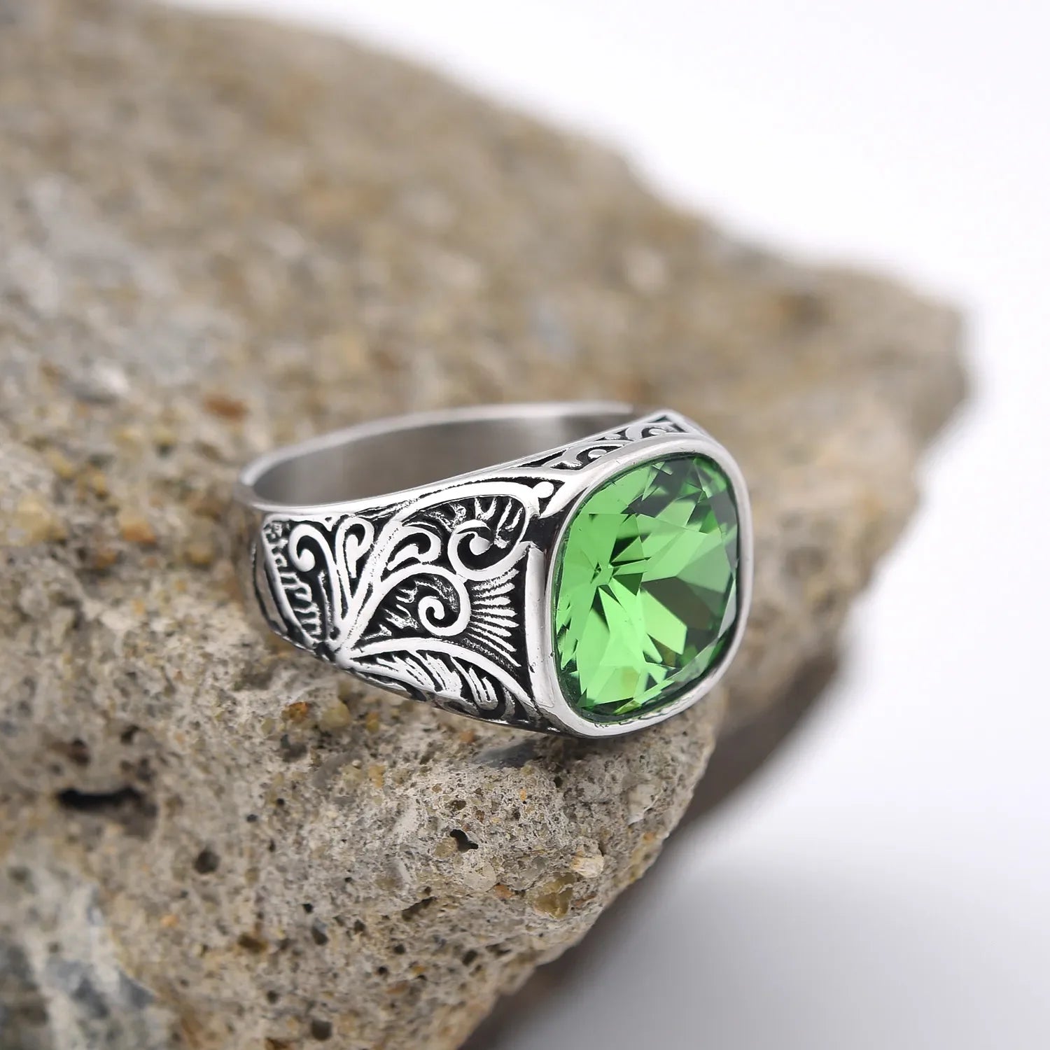 Men’s Multi-Color Stainless Steel Gemstone Ring - Jeglowstore