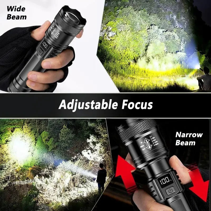 2000LM Ultra Bright P50 LED Flashlight Tactical EDC Emergency Spotlight Telescopic ZoomHandheld Torch w/ 14500/18650 Battery