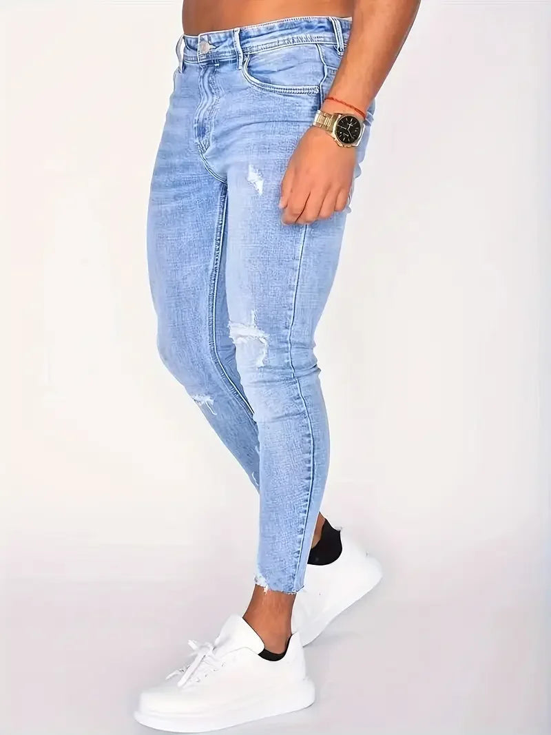 Men’s Slim Fit Ripped Jeans - Jeglowstore