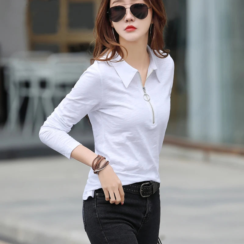 Women’s Spring Cotton Polo Shirt - Jeglowstore