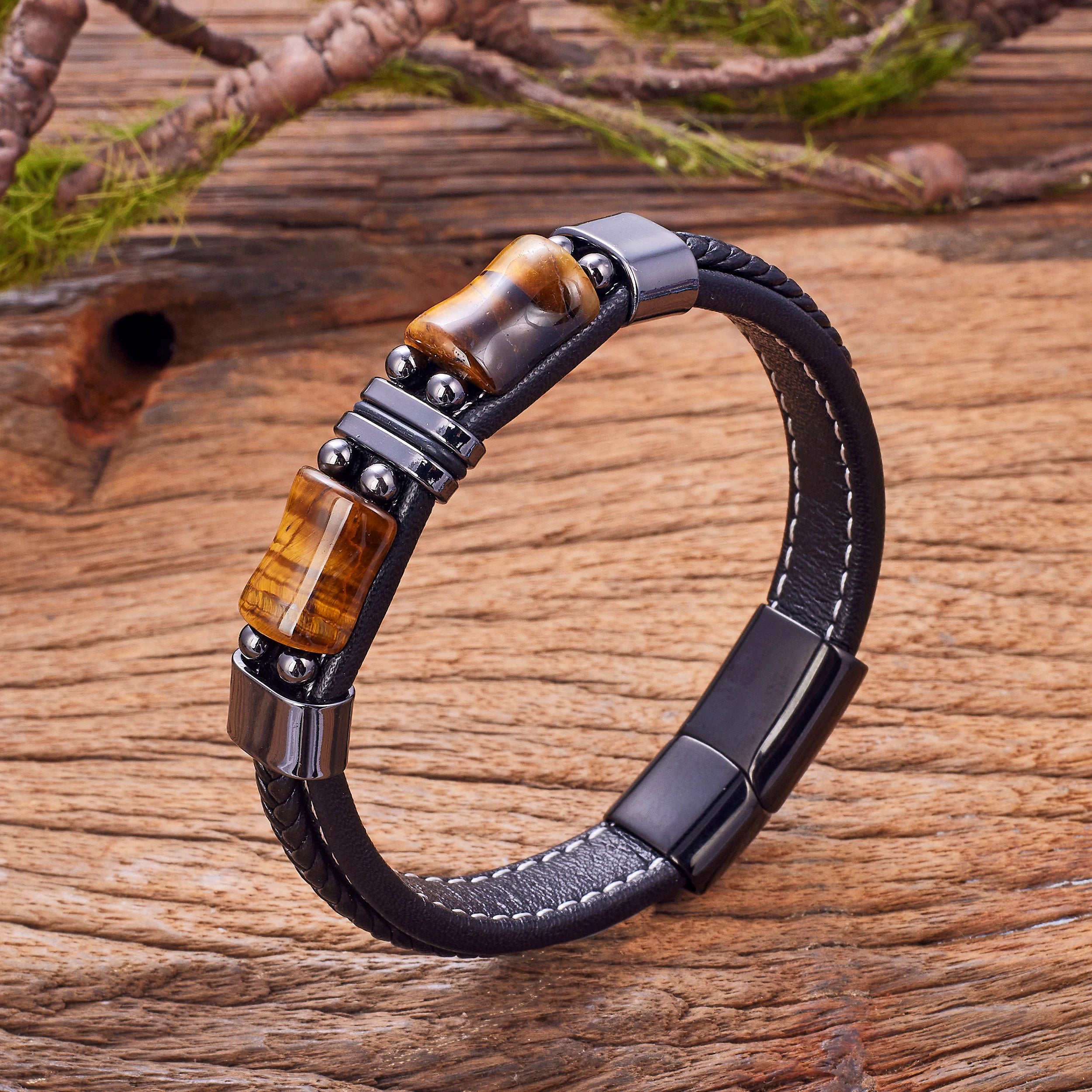 Geometric Tiger Eye Men’s Bracelet - Jeglowstore