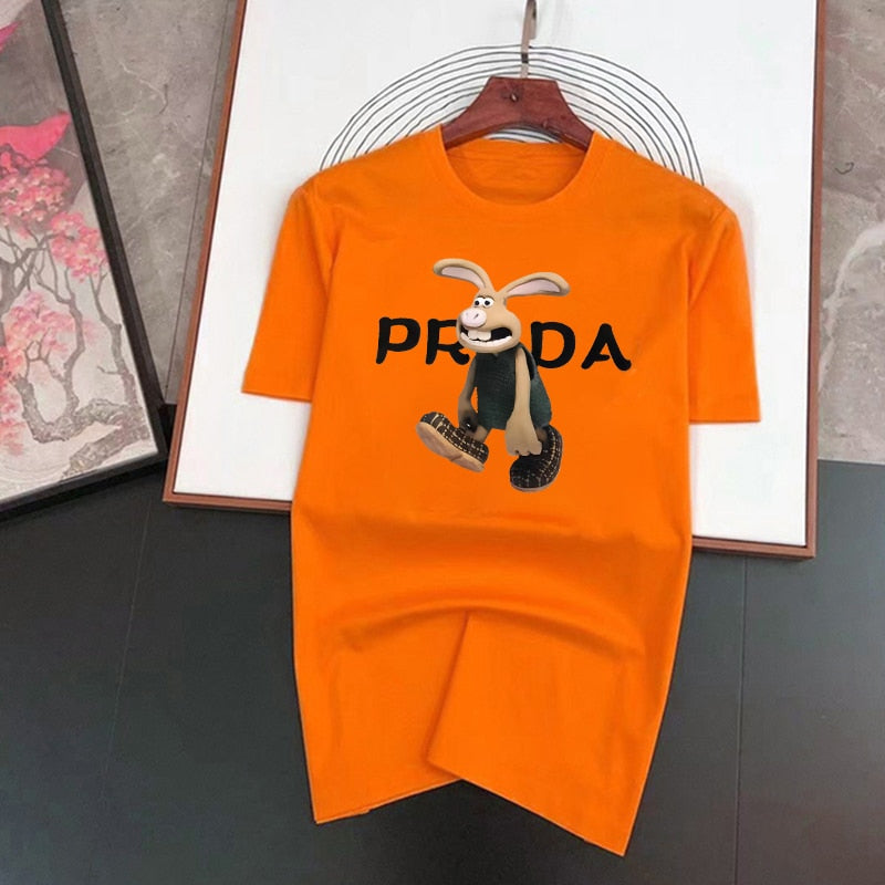Summer Rabbit Print T shirt 100%Cotton High quality T-shirt