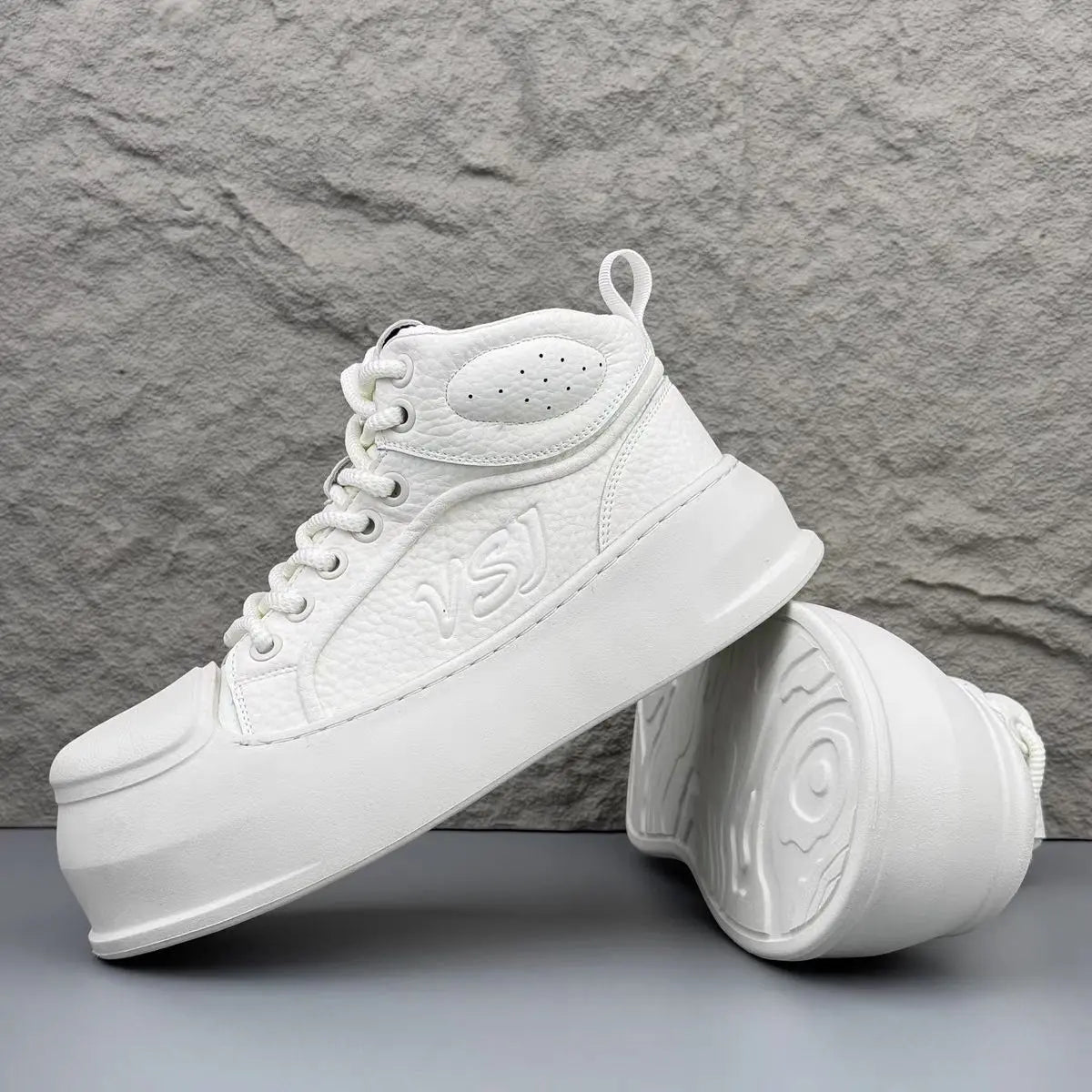 Men’s High-Top PU Leather Platform Sneakers - Jeglowstore