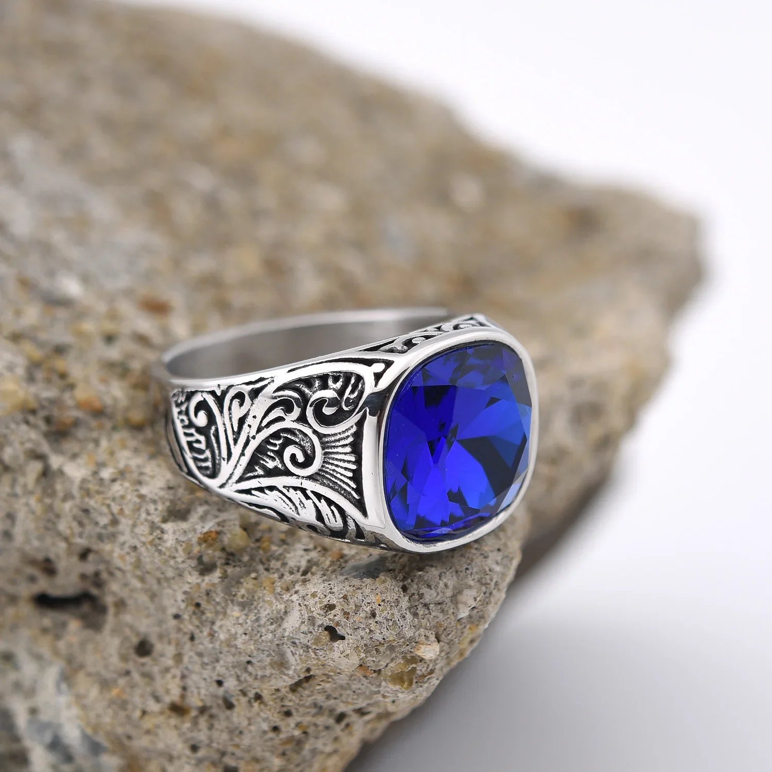 Men’s Multi-Color Stainless Steel Gemstone Ring - Jeglowstore