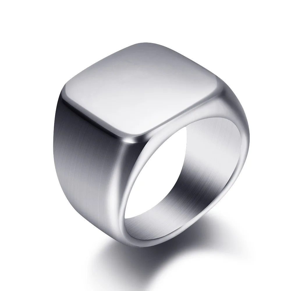 Men’s Square Stainless Steel Signet Ring - Jeglowstore