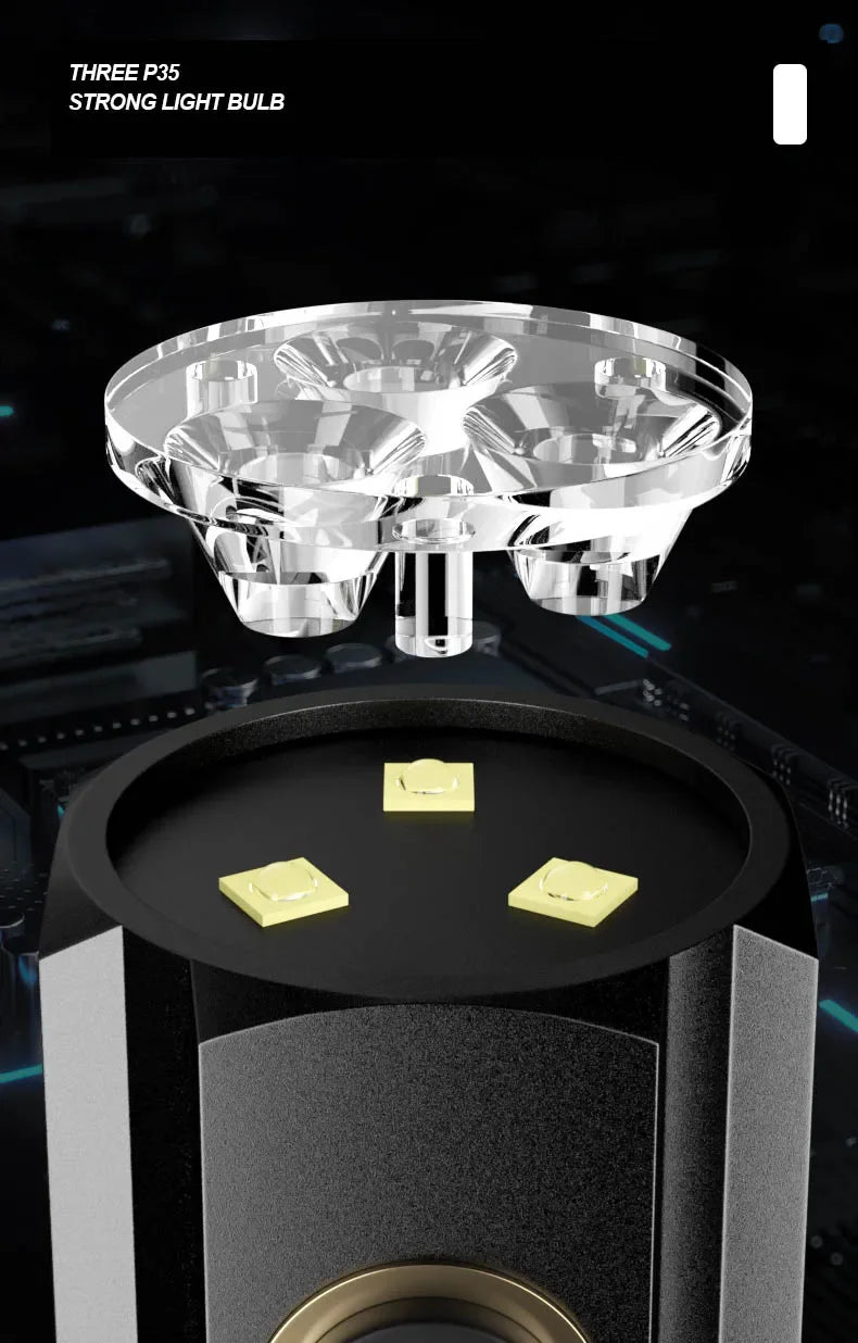 5000 MAH Powerful LED Flashlight Rechargeable Lamp Side Light Waterproof Handheld Torch Outdoor Camping Hiking