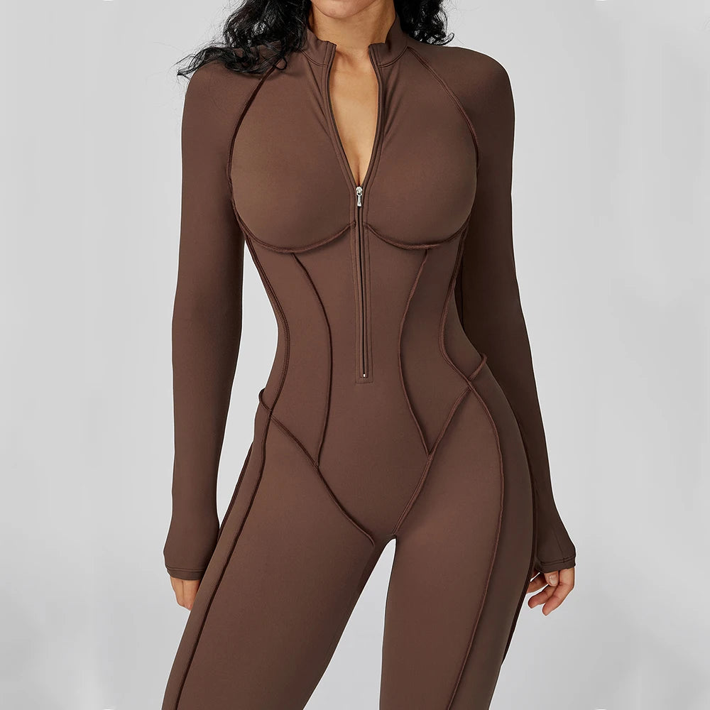 Women’s Long Sleeve Workout Bodysuit High-Intensity Jumpsuit