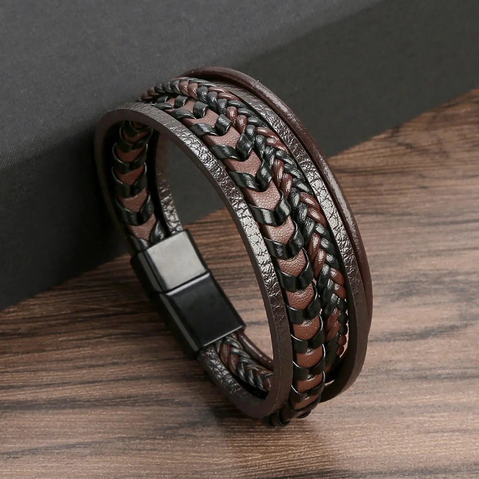 Men’s Beaded Leather Bracele - Jeglowstore