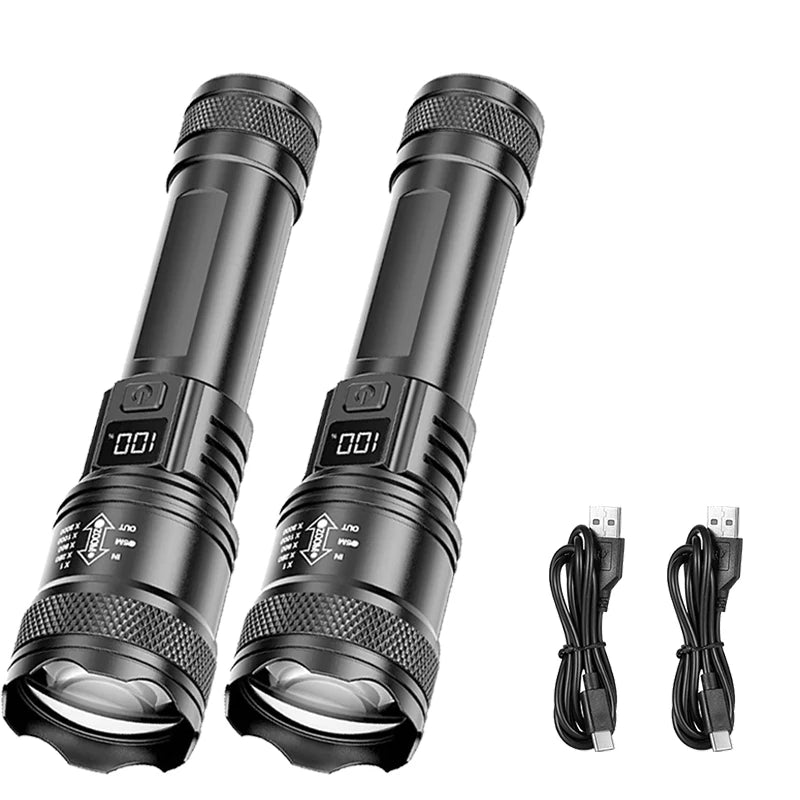 2000LM Ultra Bright P50 LED Flashlight Tactical EDC Emergency Spotlight Telescopic ZoomHandheld Torch w/ 14500/18650 Battery