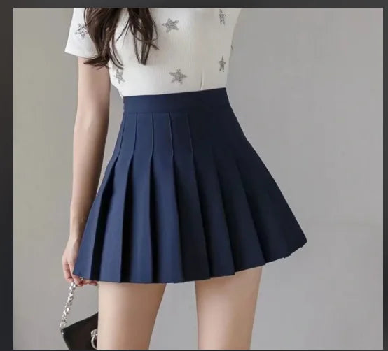 High Waist Pleated Mini Skirt