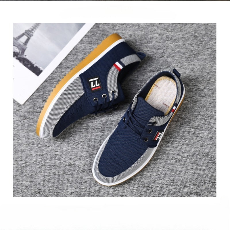 New Men's Canvas Shoes Lightweight Sports Shoes Casual Mesh Breathable Vulcanized Shoes Classic Fashion Lace Up Work Shoes 2023