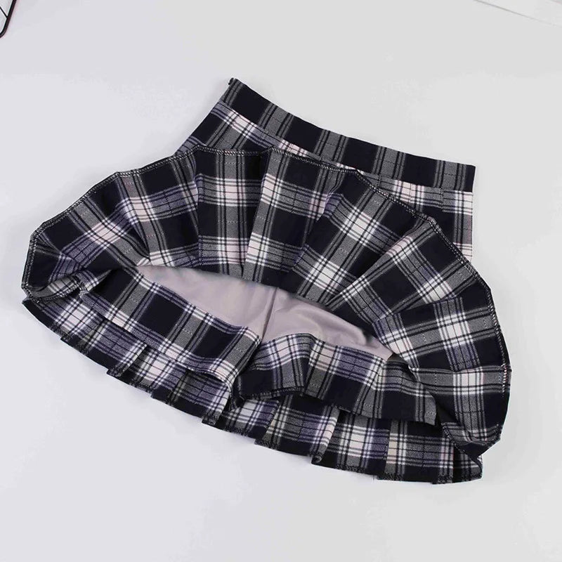 Plaid High Waist Pleated Skirt