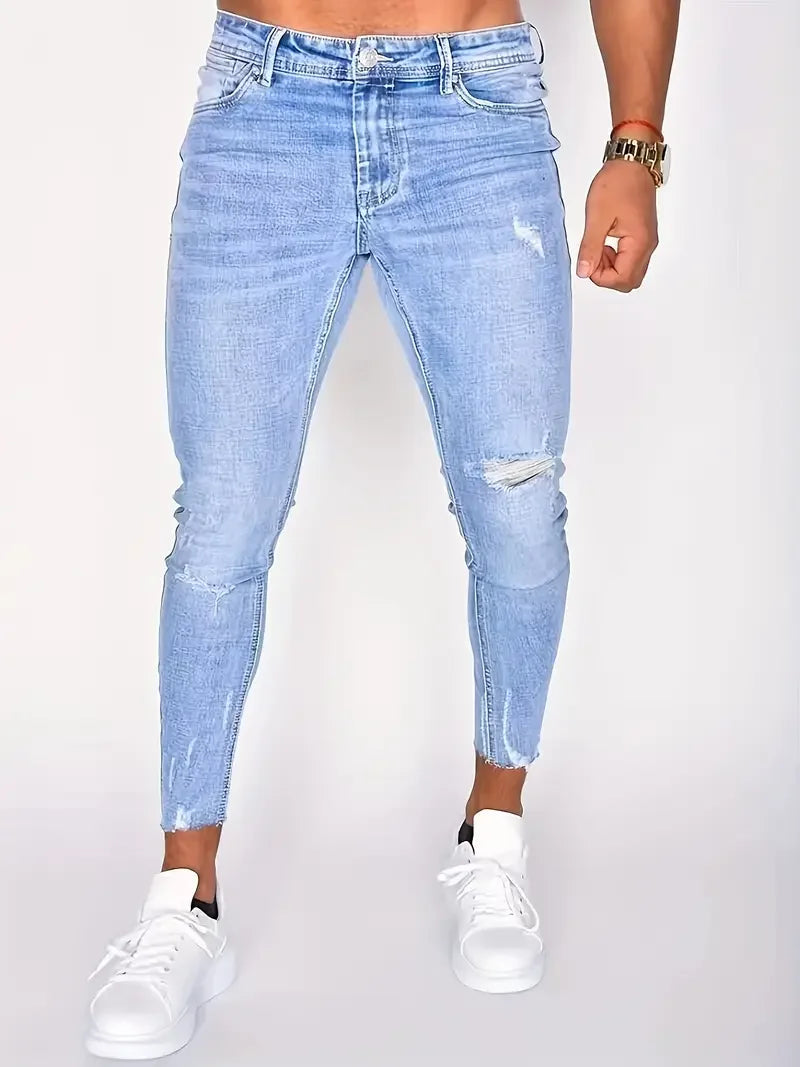 Men’s Slim Fit Ripped Jeans - Jeglowstore