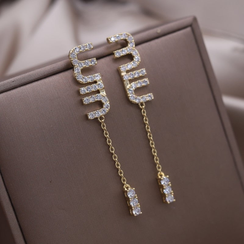 2023 Korean New Design Fashion Jewelry 14K Gold Plated Letter M Zircon Open Ring Elegant Women's Daily Work Accessories