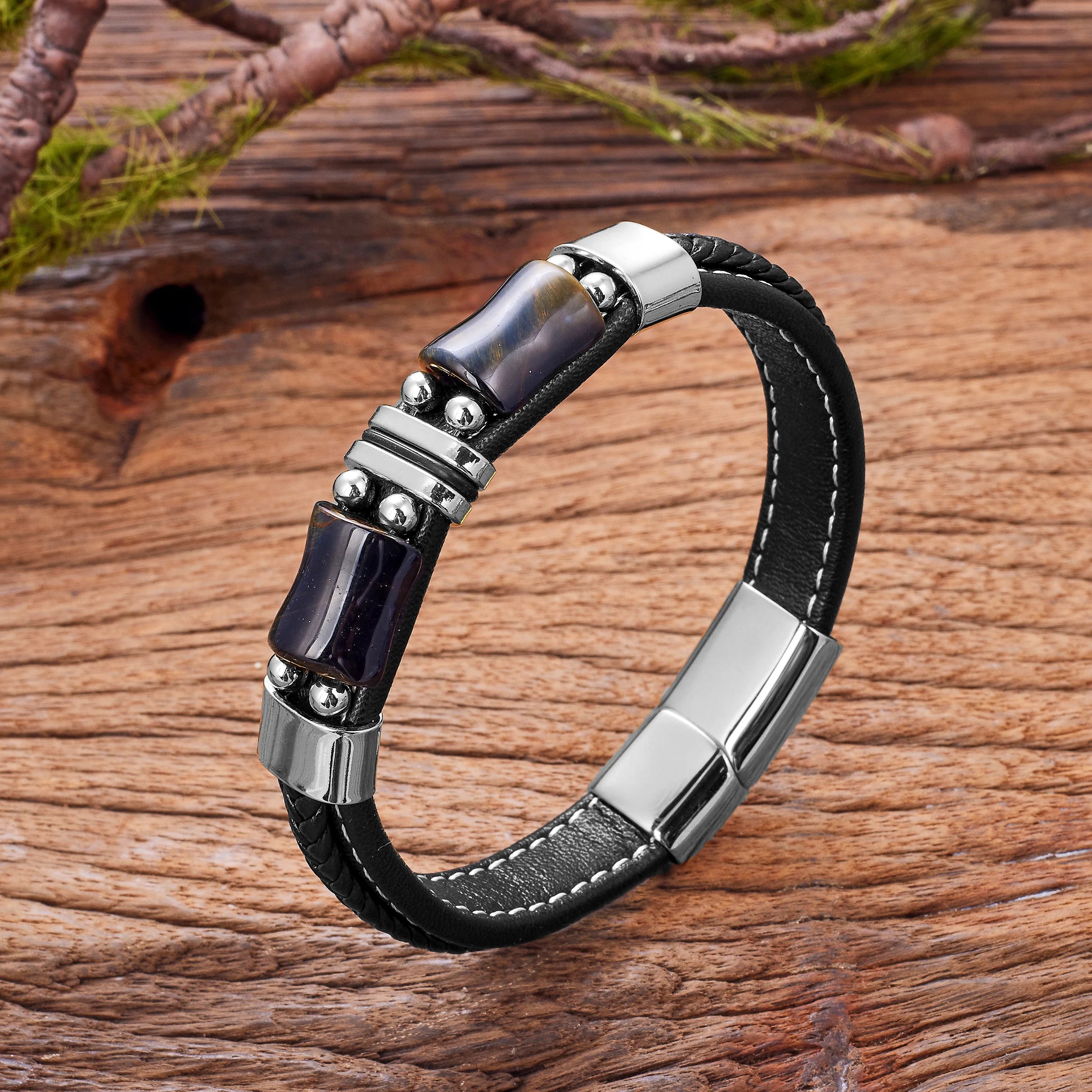 Geometric Tiger Eye Men’s Bracelet - Jeglowstore