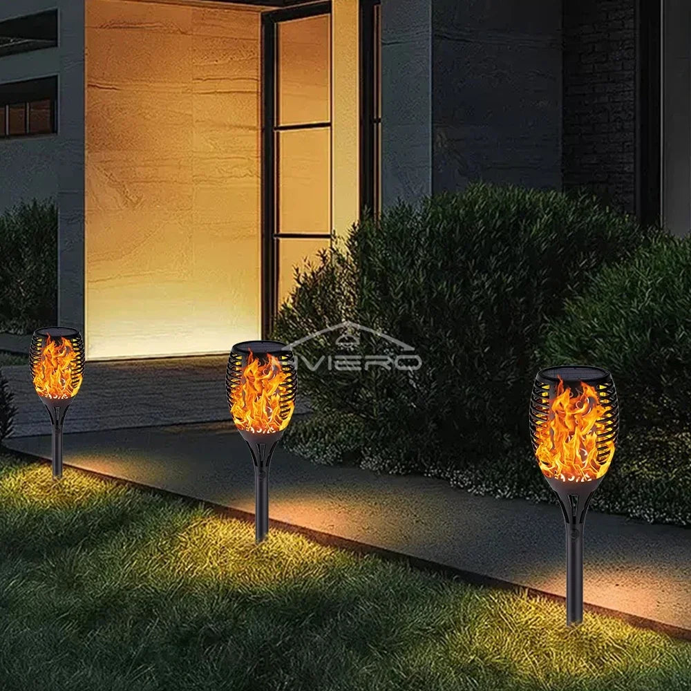 1/2/4/6/8/10/12X Solar Flame Torch Lights 12LED Flickering Waterproof Garden Decoration Outdoor Lawn Path Yard Patio Floor Lamp - Jeglowstore