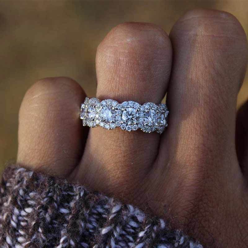 CAOSHI Trendy Female Wedding Bands with Two Tone Design Fashionable Design Engagement Ceremony Accessories Promise Jewelry Gift
