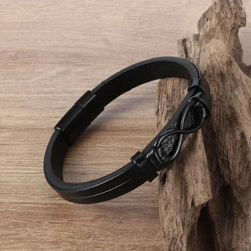 Men’s Handmade Leather Infinity Bracelet - Jeglowstore