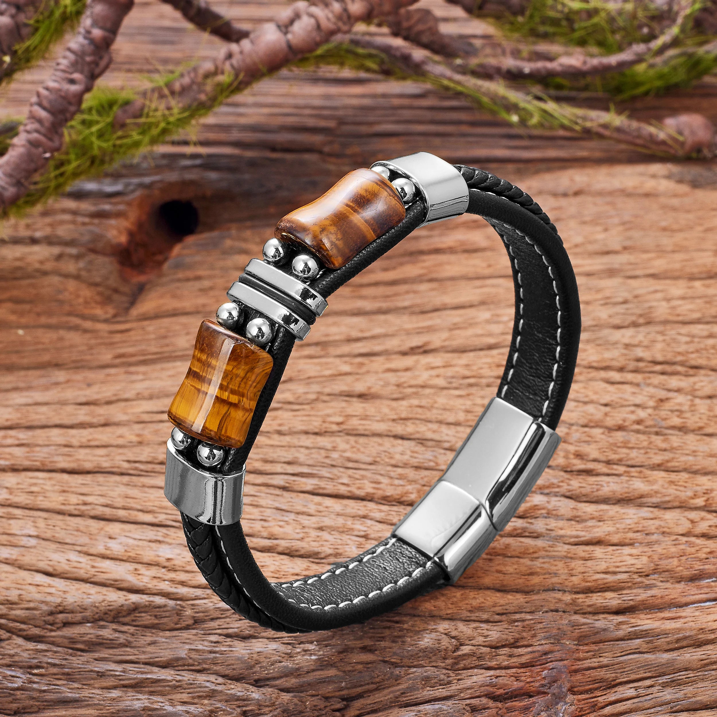 Geometric Tiger Eye Men’s Bracelet - Jeglowstore
