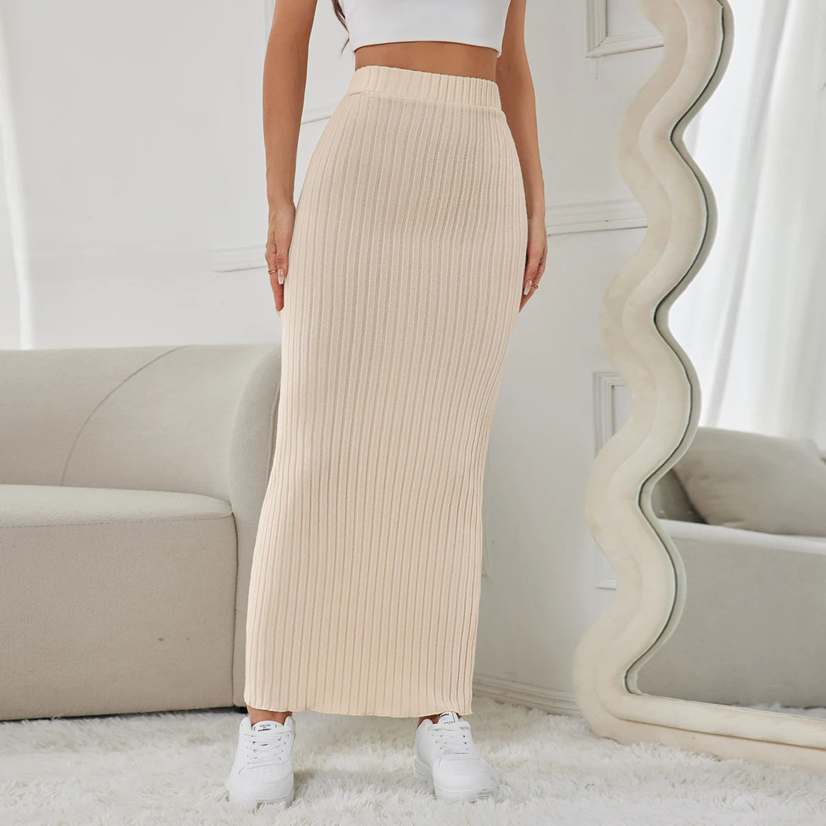 Casual High Waist Knit Skirt - Jeglowstore
