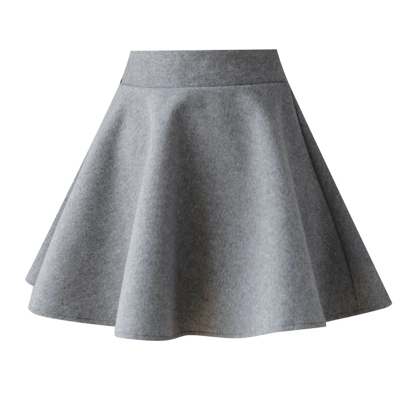 Kawaii Wool Pleated Skater Mini Skirt with Shorts