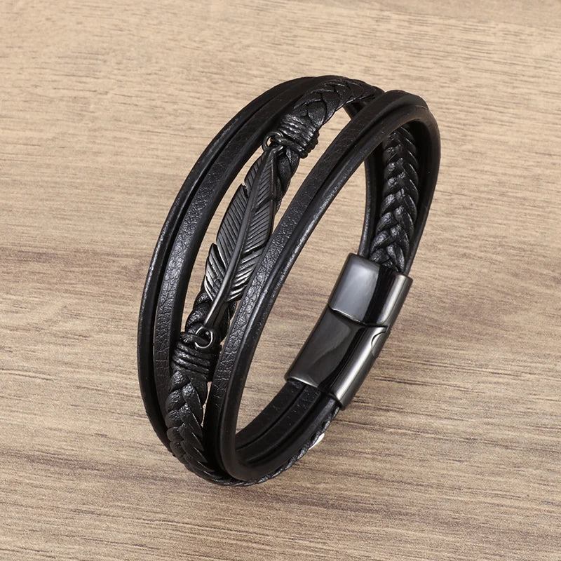 Business Style Leather Men’s Bracelet - Jeglowstore