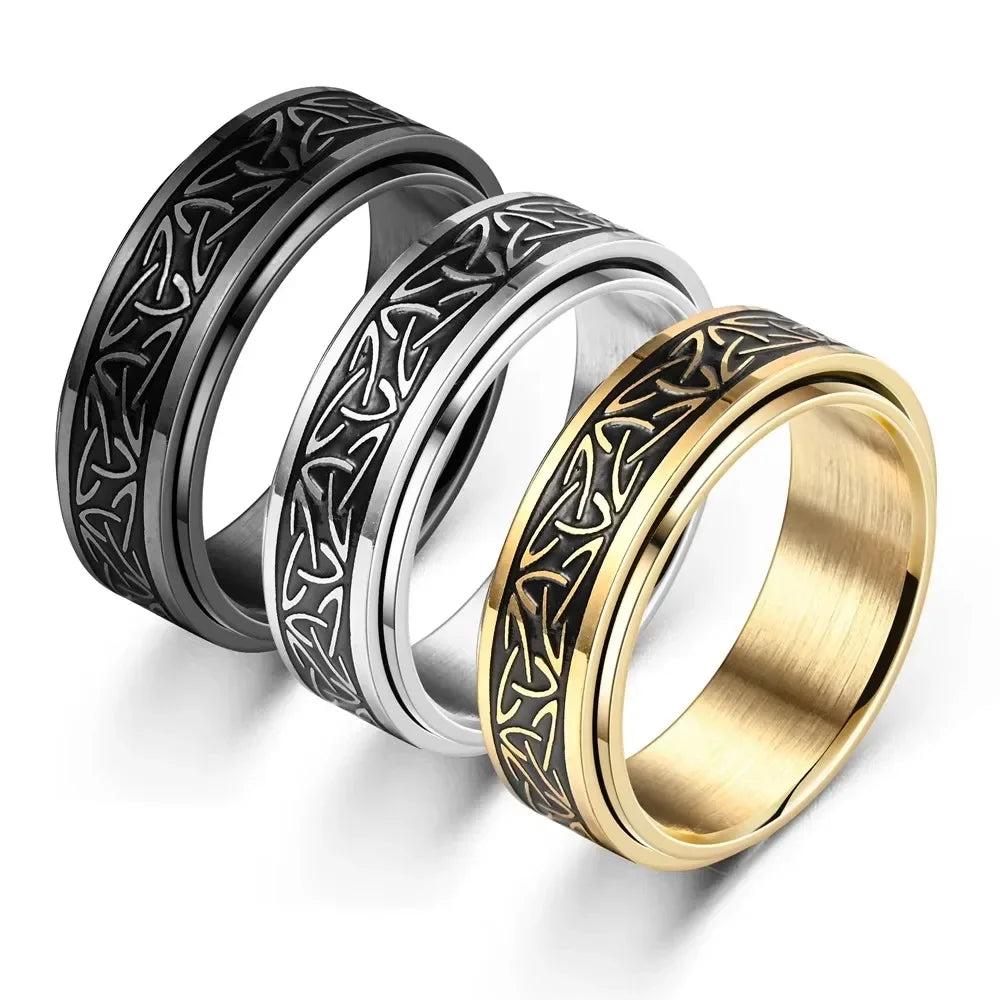 Viking Celtic Rune Rotating Stainless Steel Ring - Jeglowstore